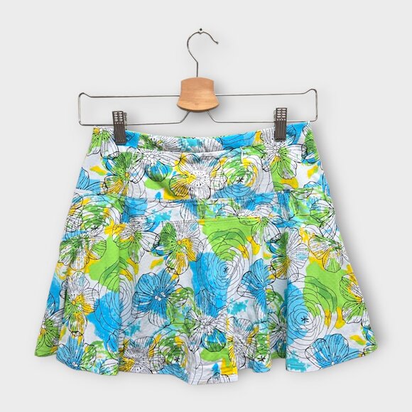 NWOT IBKUL Golf Women's Skort Floral Print (Blue/Yellow/White) - Small - Picture 2 of 2